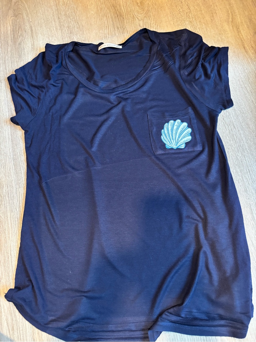 Active Basic Navy Short Sleeve Tee with Light Blue Shell Patch